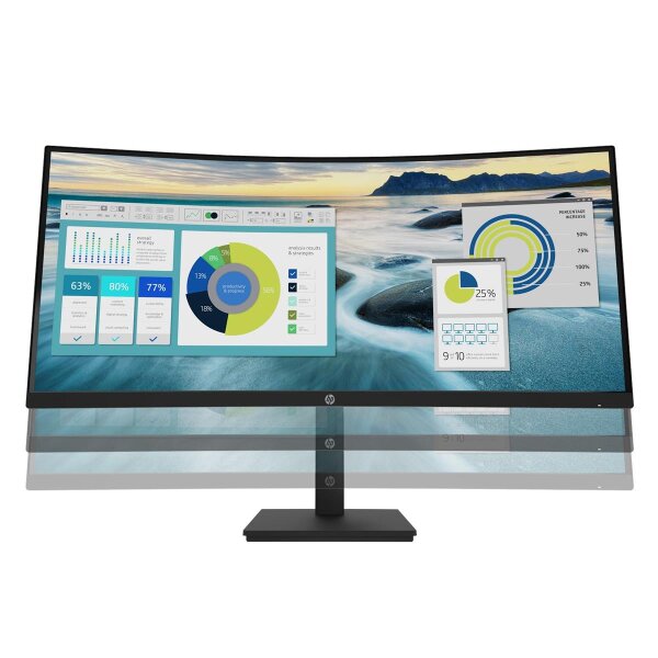 HP P34hc Curved Display (Schwarz), 34" WQHD VA, 65W USB-C Power Delivery, Webcam, 3 Jahre Garantie (Austausch am naechsten Arbeitstag)