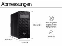HP Z2 Tower G1i, Intel Ultra 9 285K, 64 GB DDR5, 1TB PCIe 5x4 M.2 SSD, RTX 2000 Ada, 16 GB GDDR6 dediziert, Win11 Pro, Schwarz, 5 Jahre Vor‑Ort Service